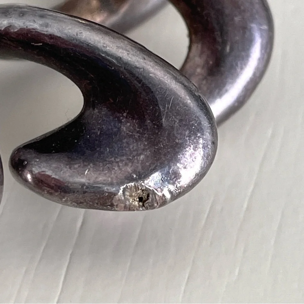 Vintage stamped 925 sterling silver Israel hollow twist dangle earrings Modernis